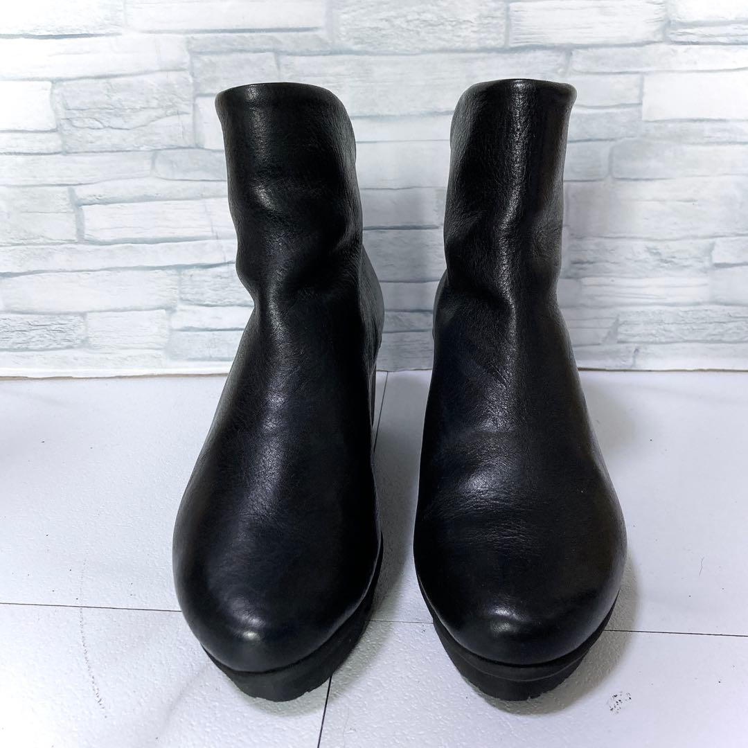 トリッペン スイフト ショートブーツ 37 バックジップ レザー 本革 黒