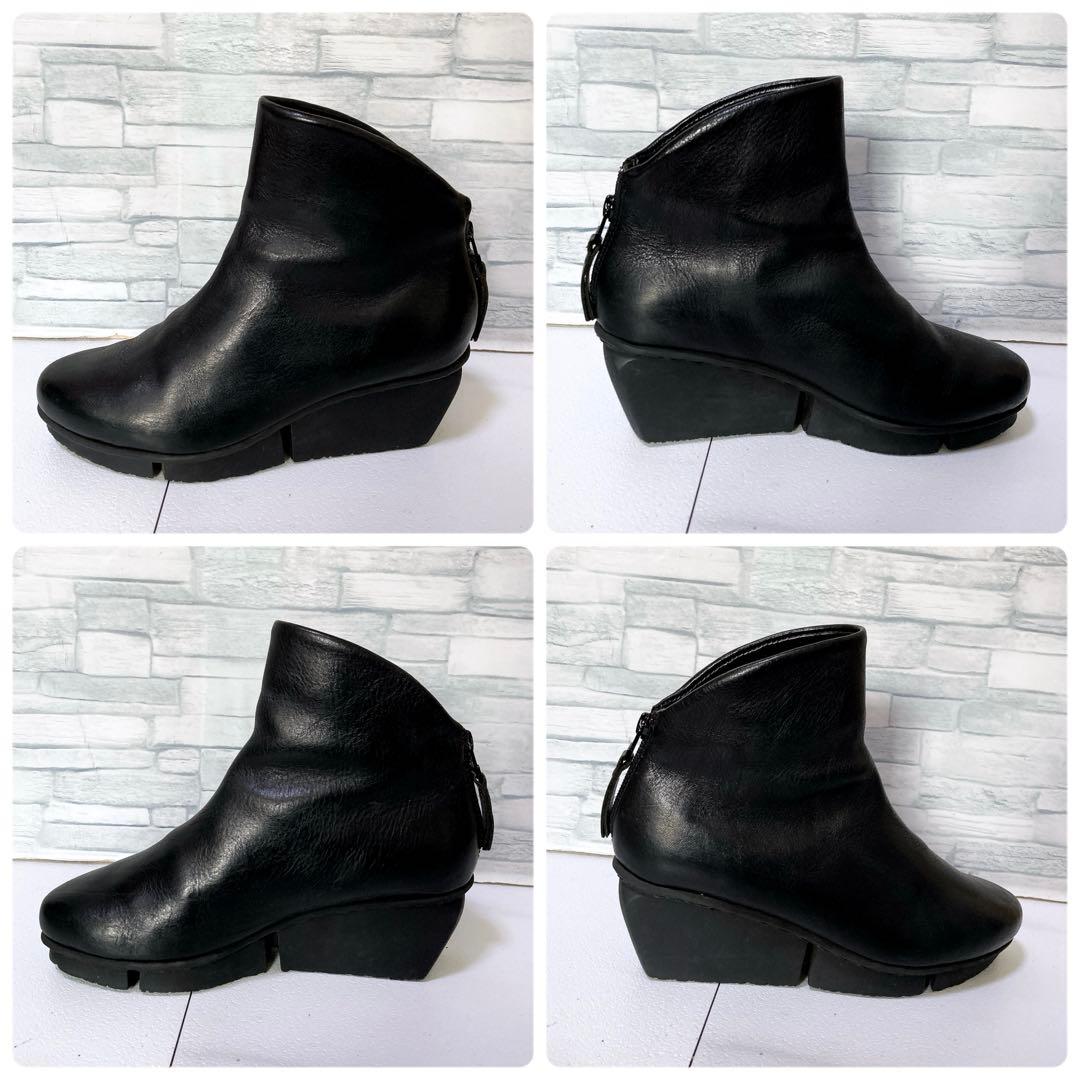 トリッペン スイフト ショートブーツ 37 バックジップ レザー 本革 黒