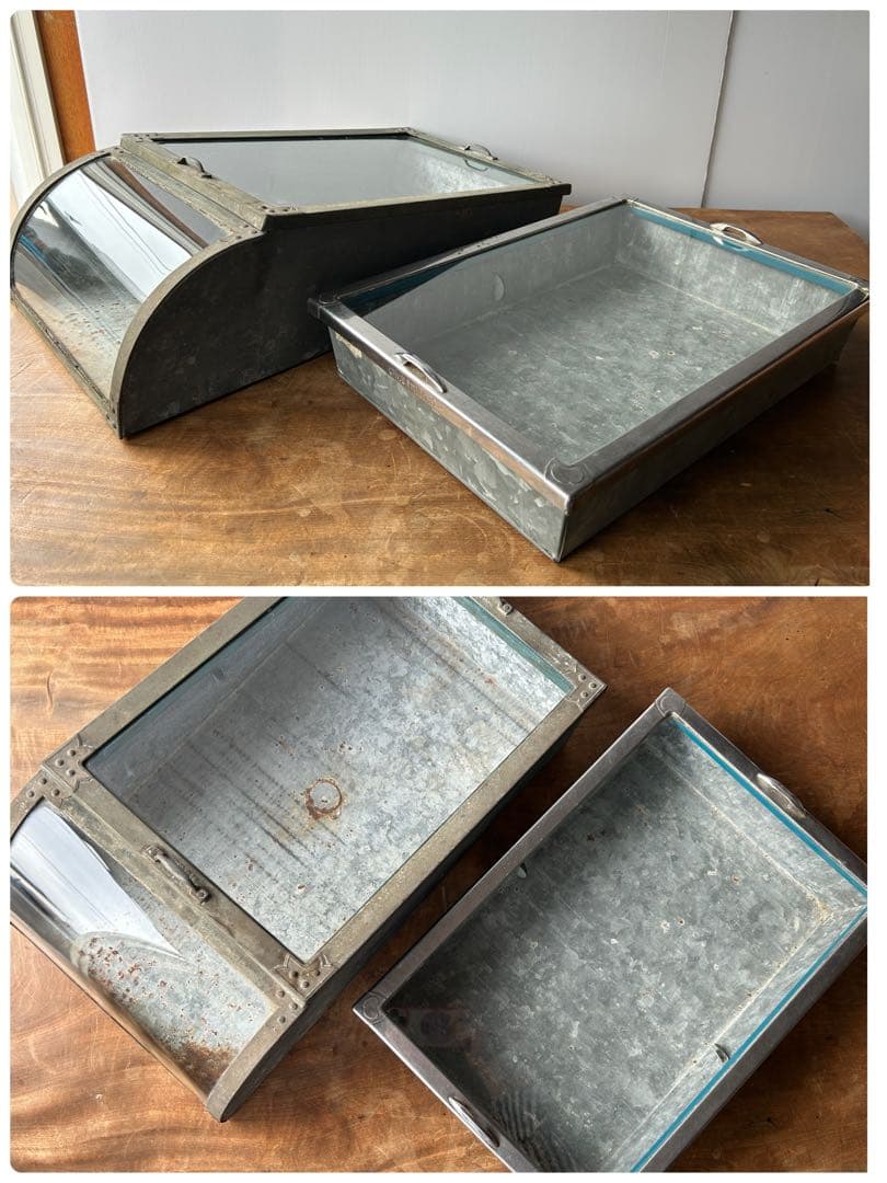 アンティーク　Rガラスケース　ディスプレイ　駄菓子屋　レトロ　ブリキケース　大正