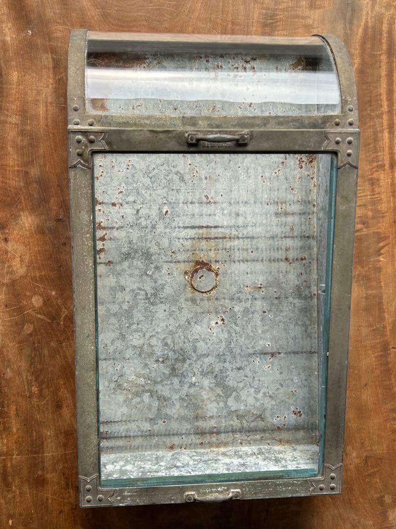 アンティーク　Rガラスケース　ディスプレイ　駄菓子屋　レトロ　ブリキケース　大正