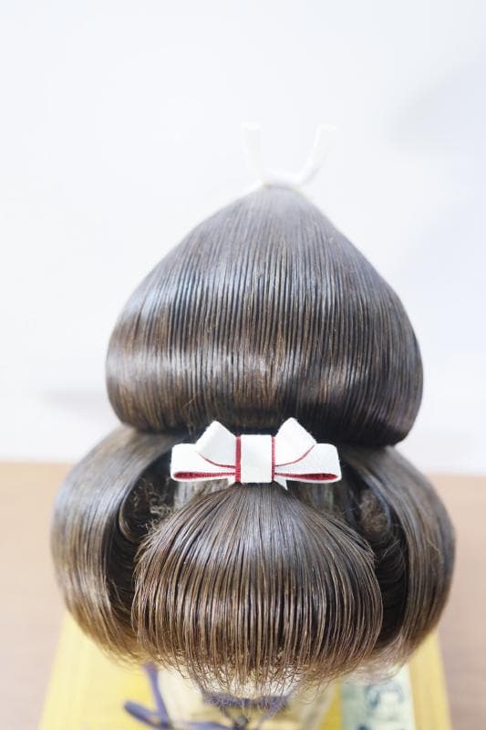 ◆文金高島田　しげもりかつら　人気の栗色　5号　◆かつら用中古ケース付き①