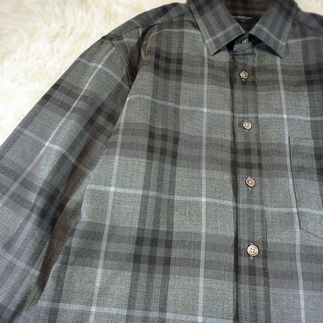 専売品 高品質 日本製 バーバリーロンドン ウール シャツ L ノバチェック