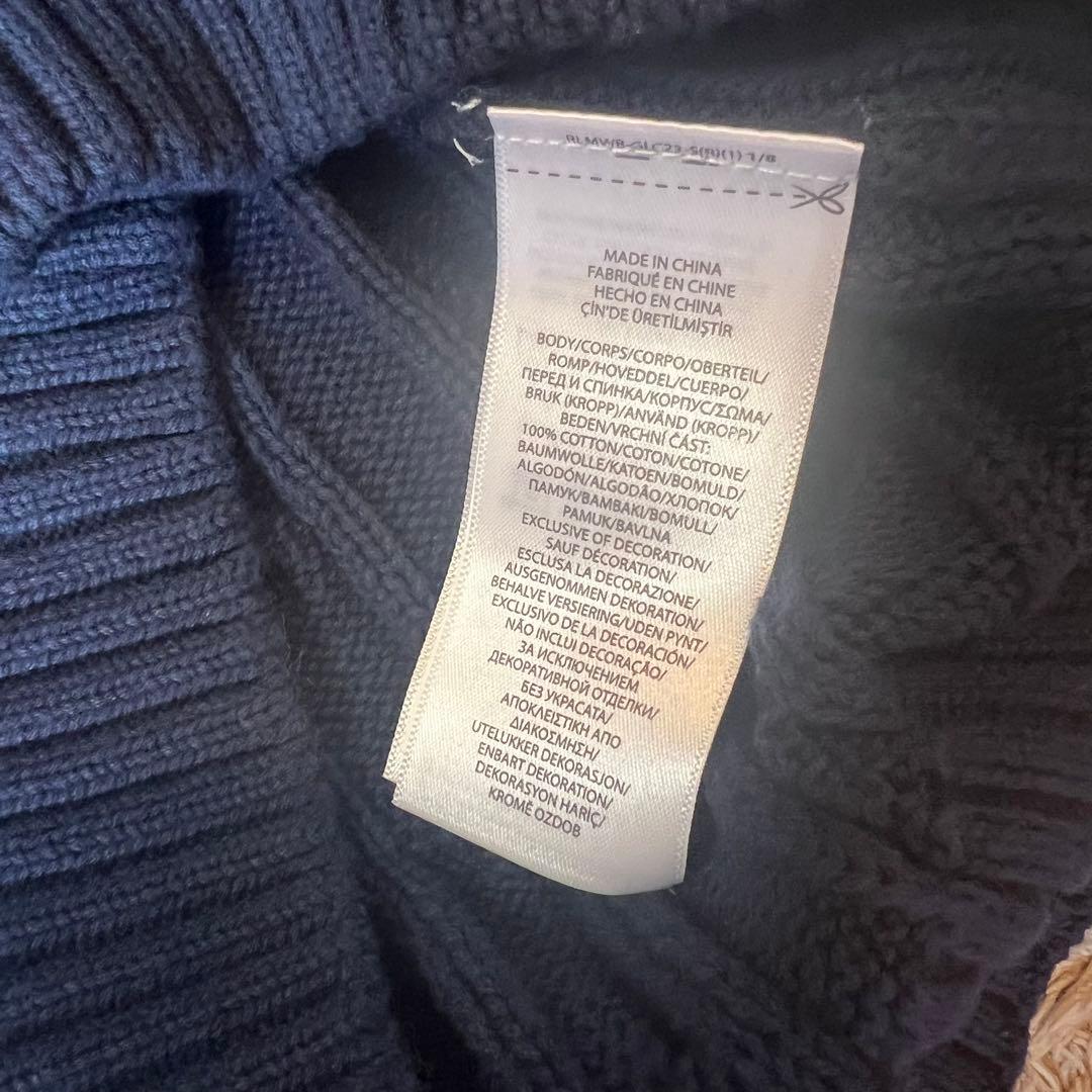 【新品タグ付】ラルフローレン ケーブルニット ネイビー レディースM Vネック