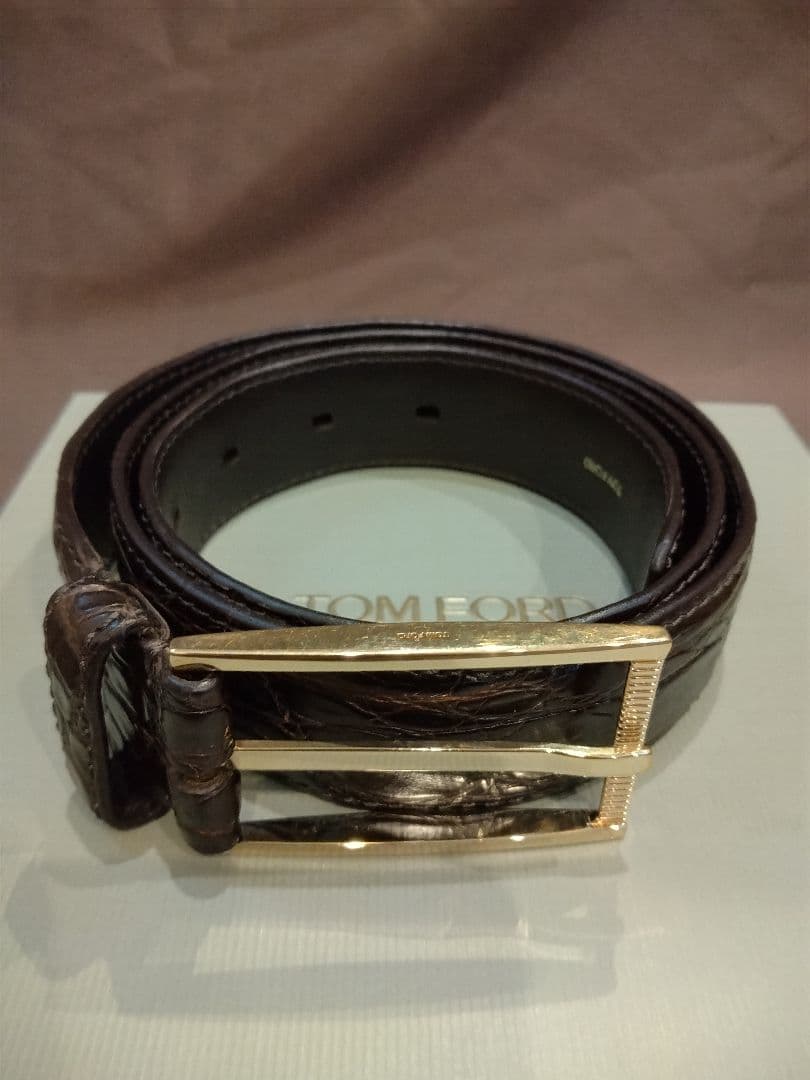 生産終了品☆トムフォード　クロコダイルベルト　ブラウン