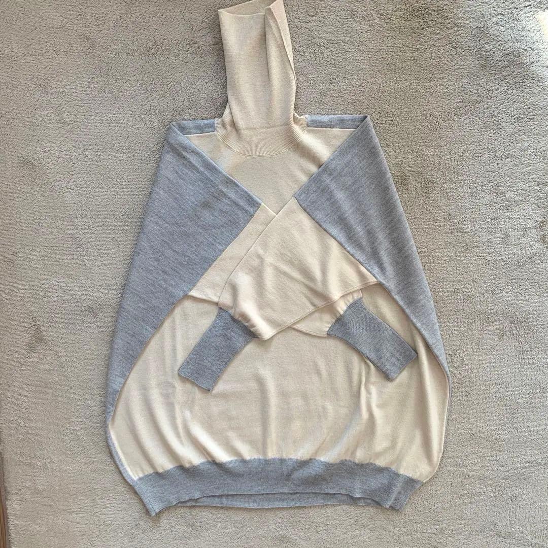 【新品】MM6 ロングニット ウール100% タートル ベージュ×グレー