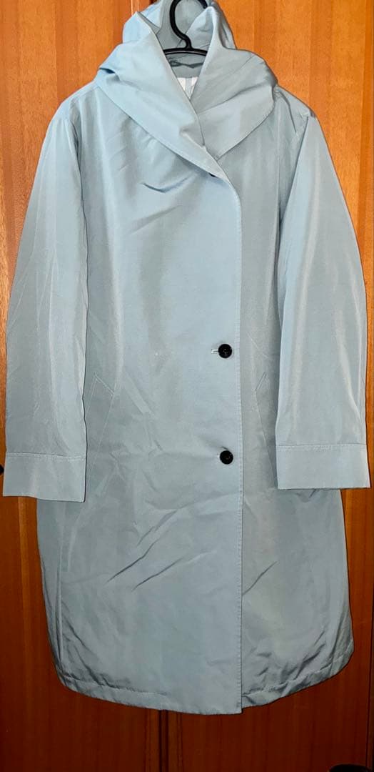 極美品UNTITLED水色フード付きホワイトダックダウンロングコートXL ~3L