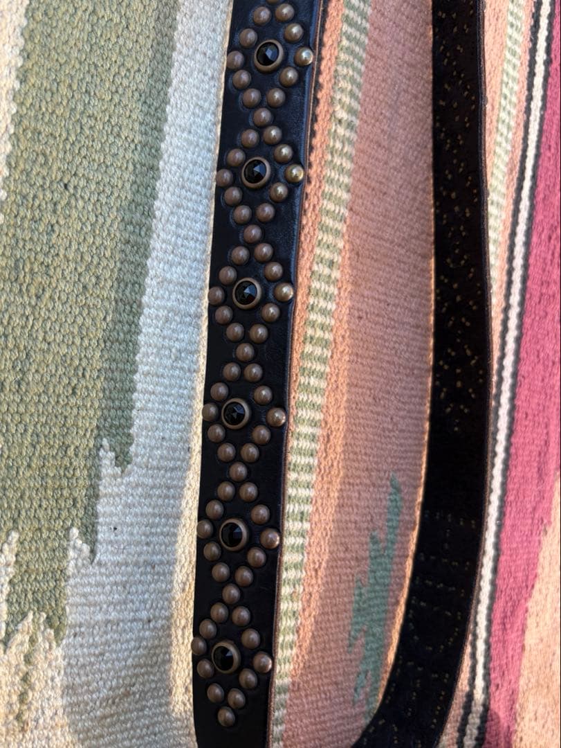 HIDE AND SEEK × HTC BLACKレザー スタッズベルト 36