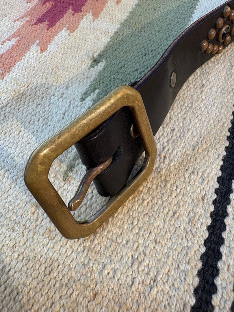 HIDE AND SEEK × HTC BLACKレザー スタッズベルト 36