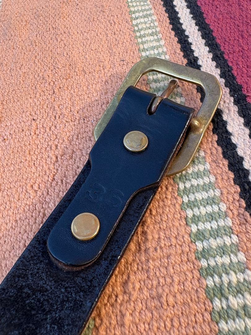 HIDE AND SEEK × HTC BLACKレザー スタッズベルト 36