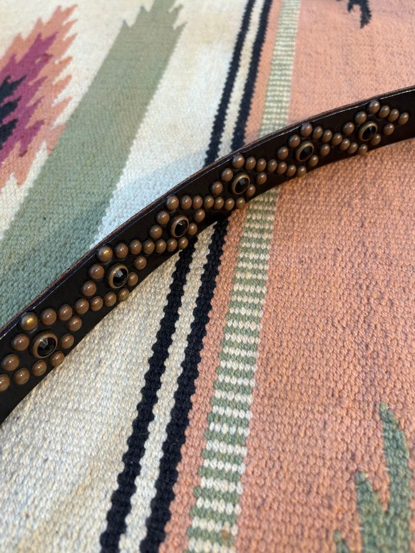 HIDE AND SEEK × HTC BLACKレザー スタッズベルト 36