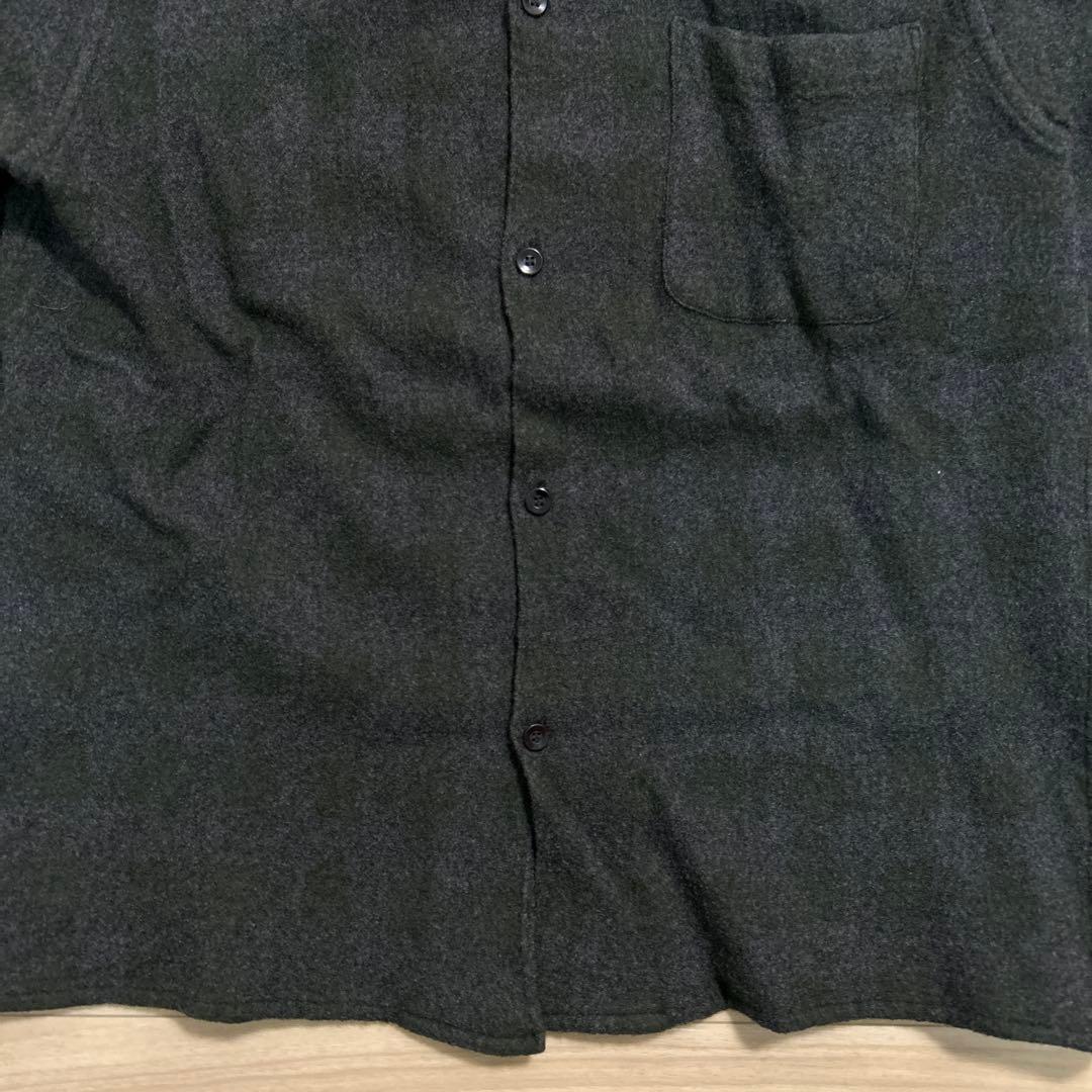 20AW COMOLI ウールカシミヤ チェックオープンカラーシャツ グリーン