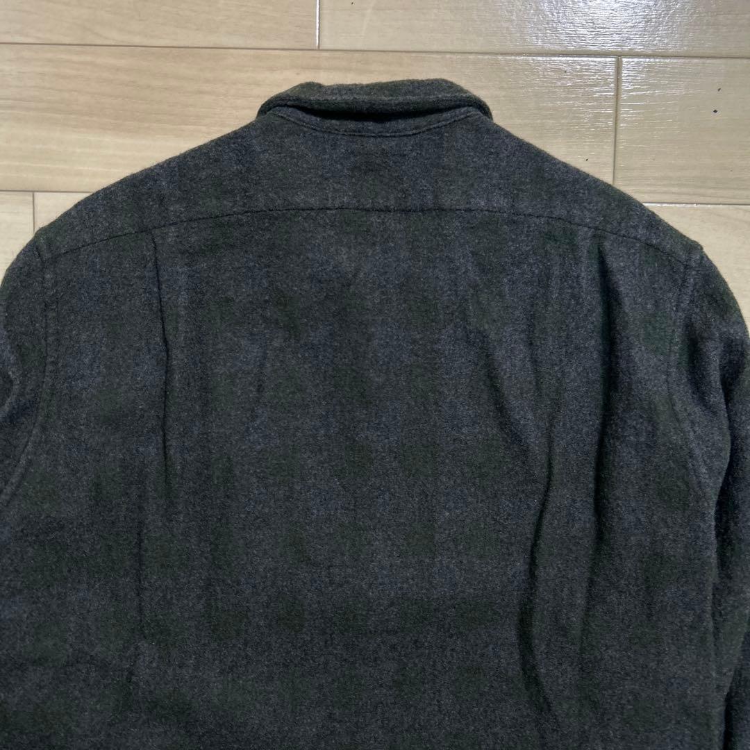 20AW COMOLI ウールカシミヤ チェックオープンカラーシャツ グリーン