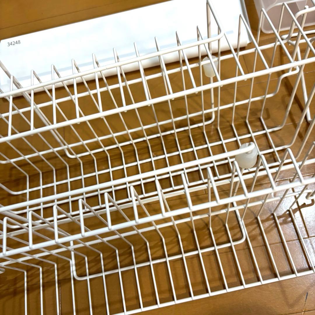 人気！ステンレス 燕三条 突っ張り キッチン ラック 水切り カゴ　ホワイト
