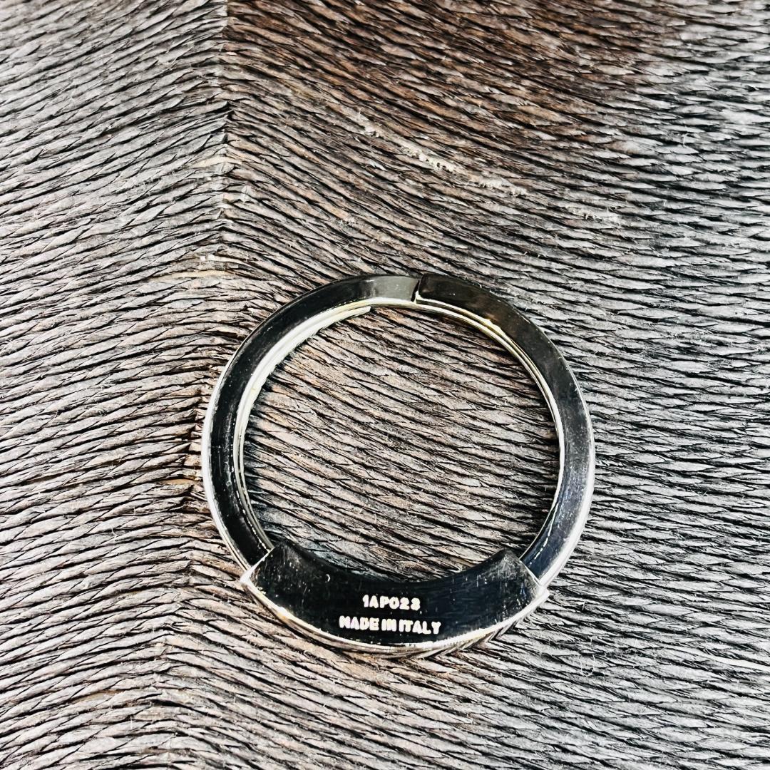 PRADA プラダ キーリング キーホルダー メンズ シルバー ブラック リング