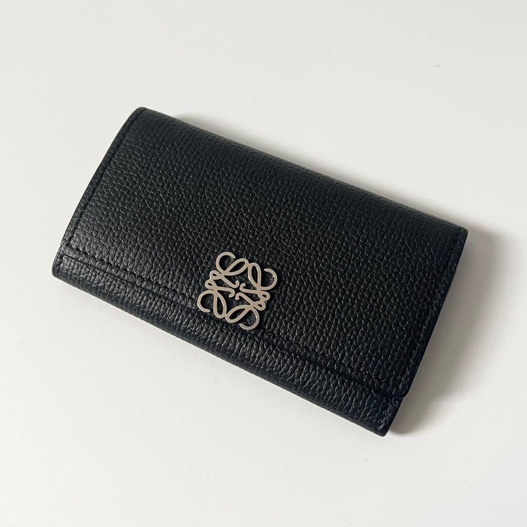 ロエベ　6連キーケース　アナグラム　レザー　黒　ブラック　ユニセックス