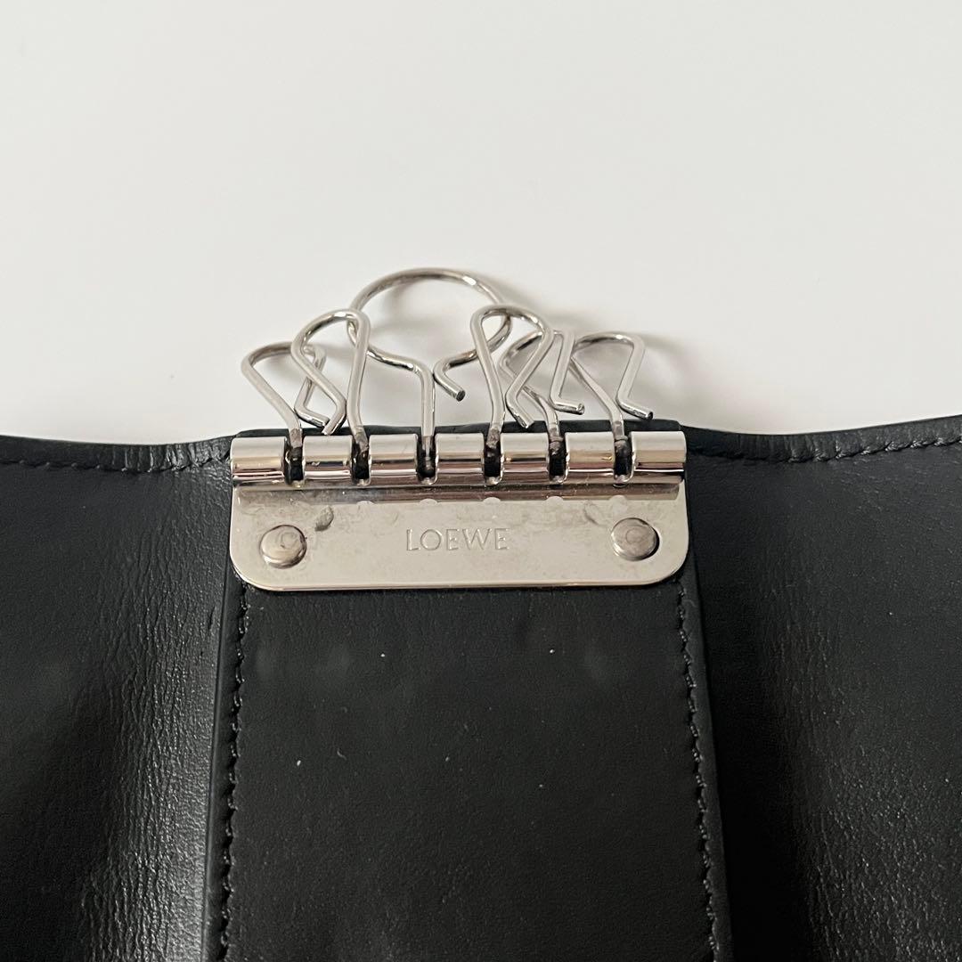 ロエベ　6連キーケース　アナグラム　レザー　黒　ブラック　ユニセックス