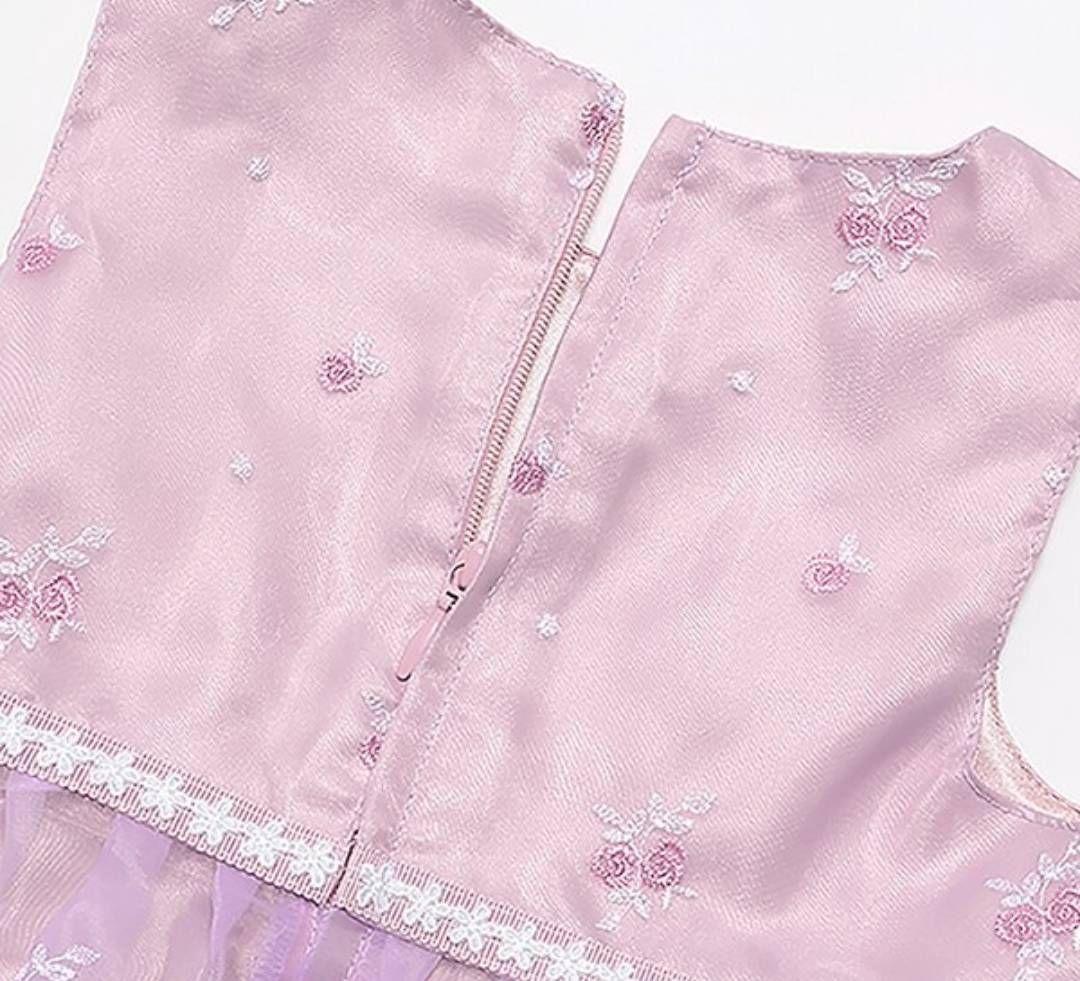 メゾピアノ 新品未使用 90cm バラ刺繍オーガンジーワンピース インナー付き