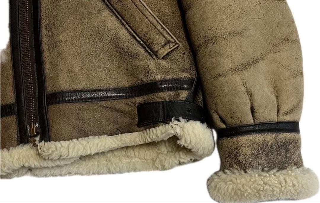 ショットB-3ムートンフライトジャケットADEALジッパー尾錠金具に刻印 38