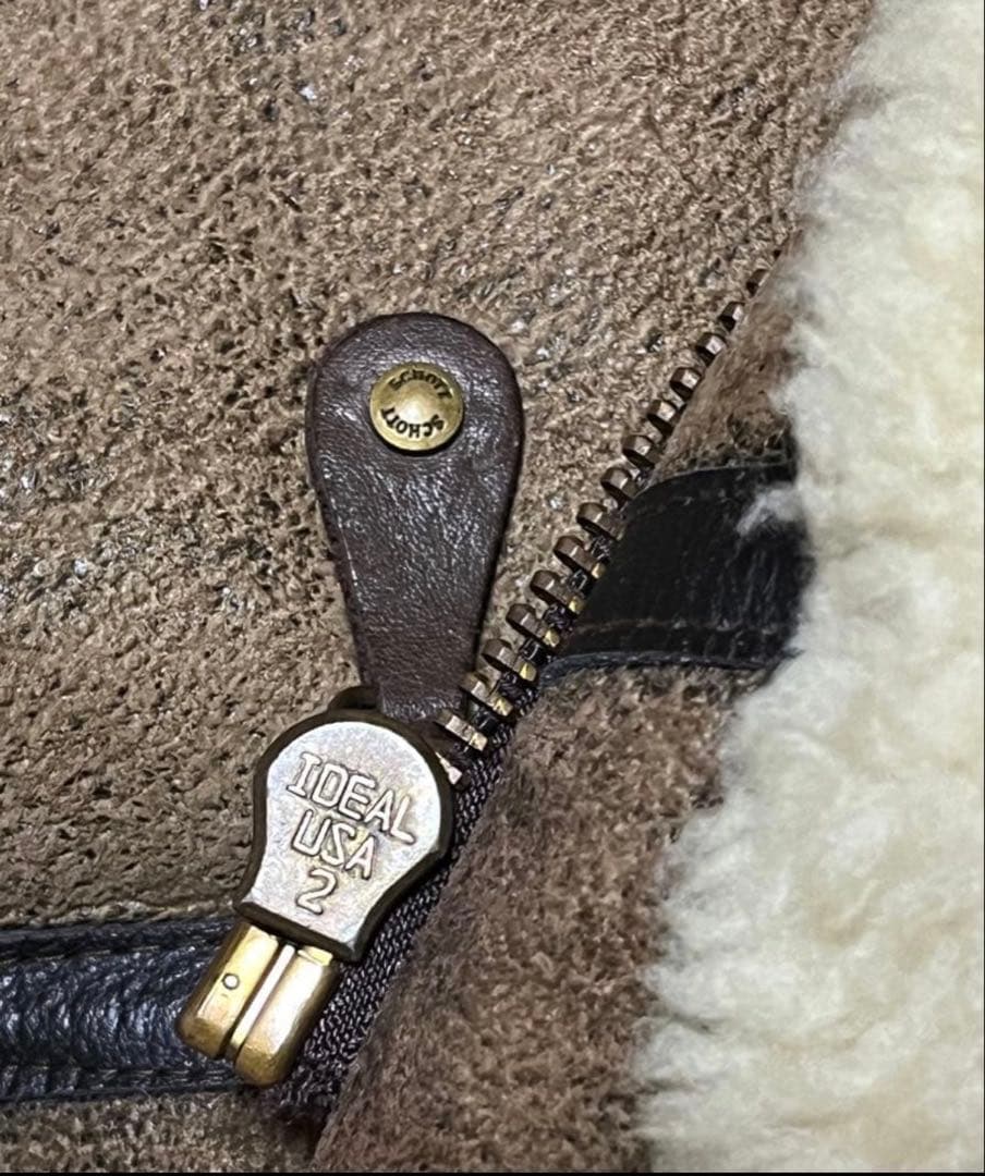 ショットB-3ムートンフライトジャケットADEALジッパー尾錠金具に刻印 38