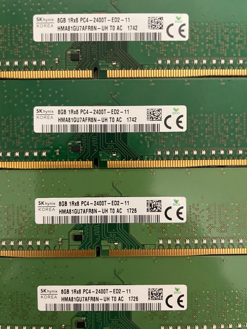 メモリ 8GB×4枚=32GB ECC DDR4-2400 動作保証