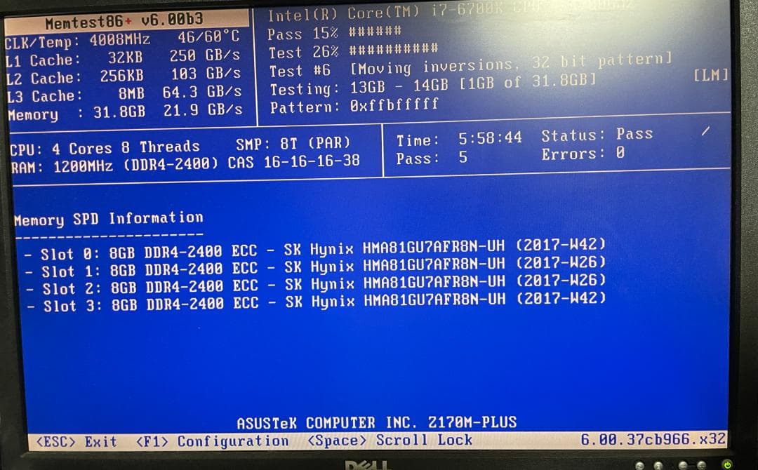 メモリ 8GB×4枚=32GB ECC DDR4-2400 動作保証