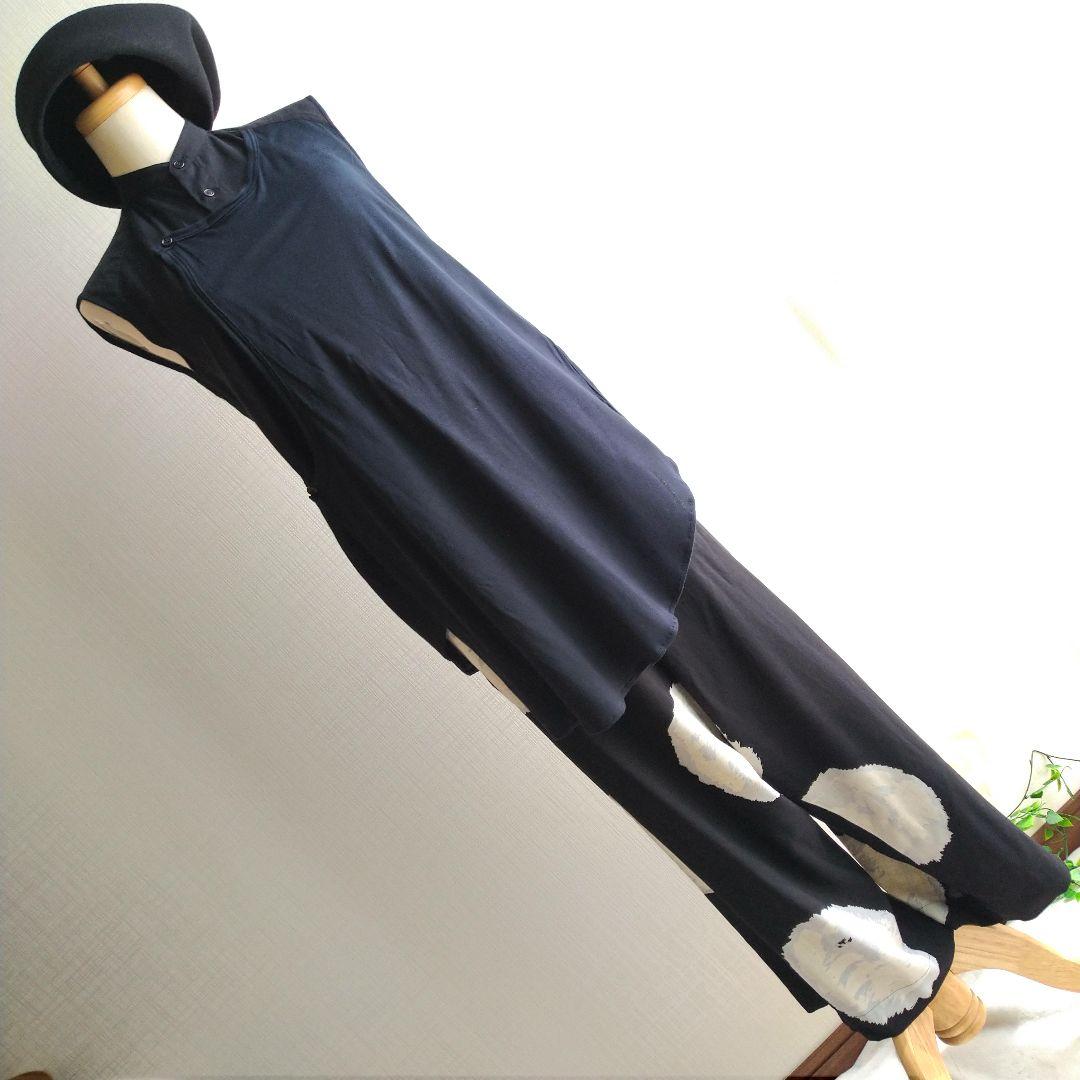 ヨウジヤマモト ドット柄 サルエルパンツ 黒白水玉模様 2