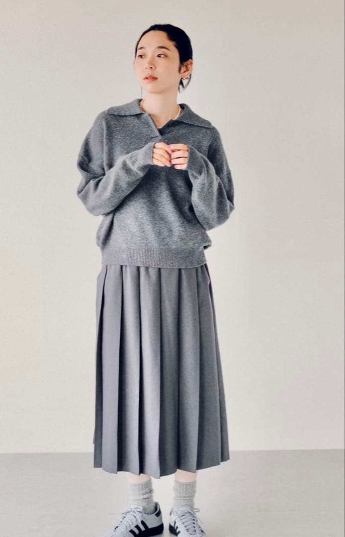 北欧暮らしの道具店　グレー ポロネック 長袖ニット　新品