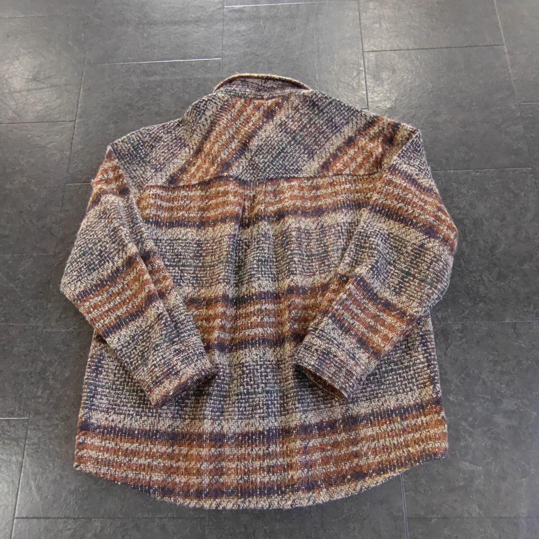 【Karaku 新品タグ付】チェック柄 起毛感 ツイード シャツ メンズXL