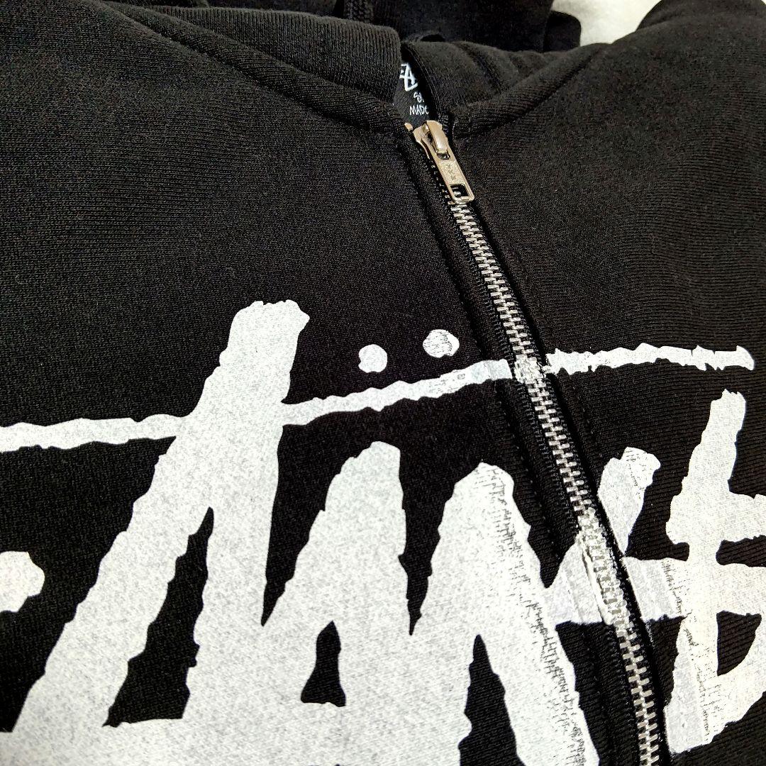 【希少】Stussy ブラック パーカー フロントジッパー　左利き用ジッパー　黒