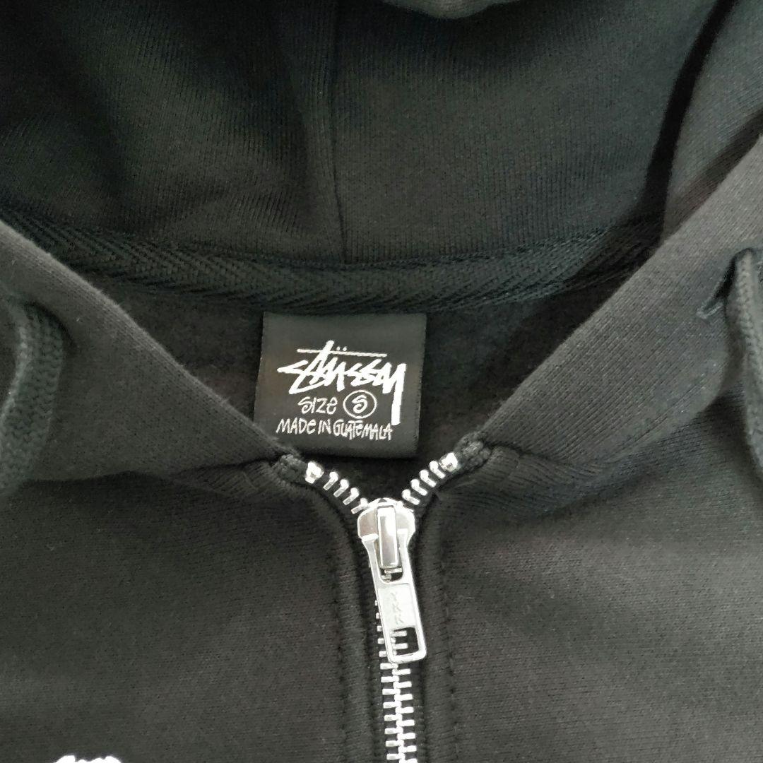 【希少】Stussy ブラック パーカー フロントジッパー　左利き用ジッパー　黒