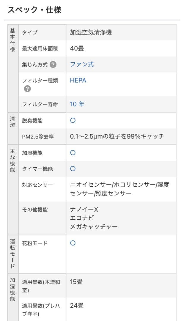 Panasonic F-VXM90空気清浄機