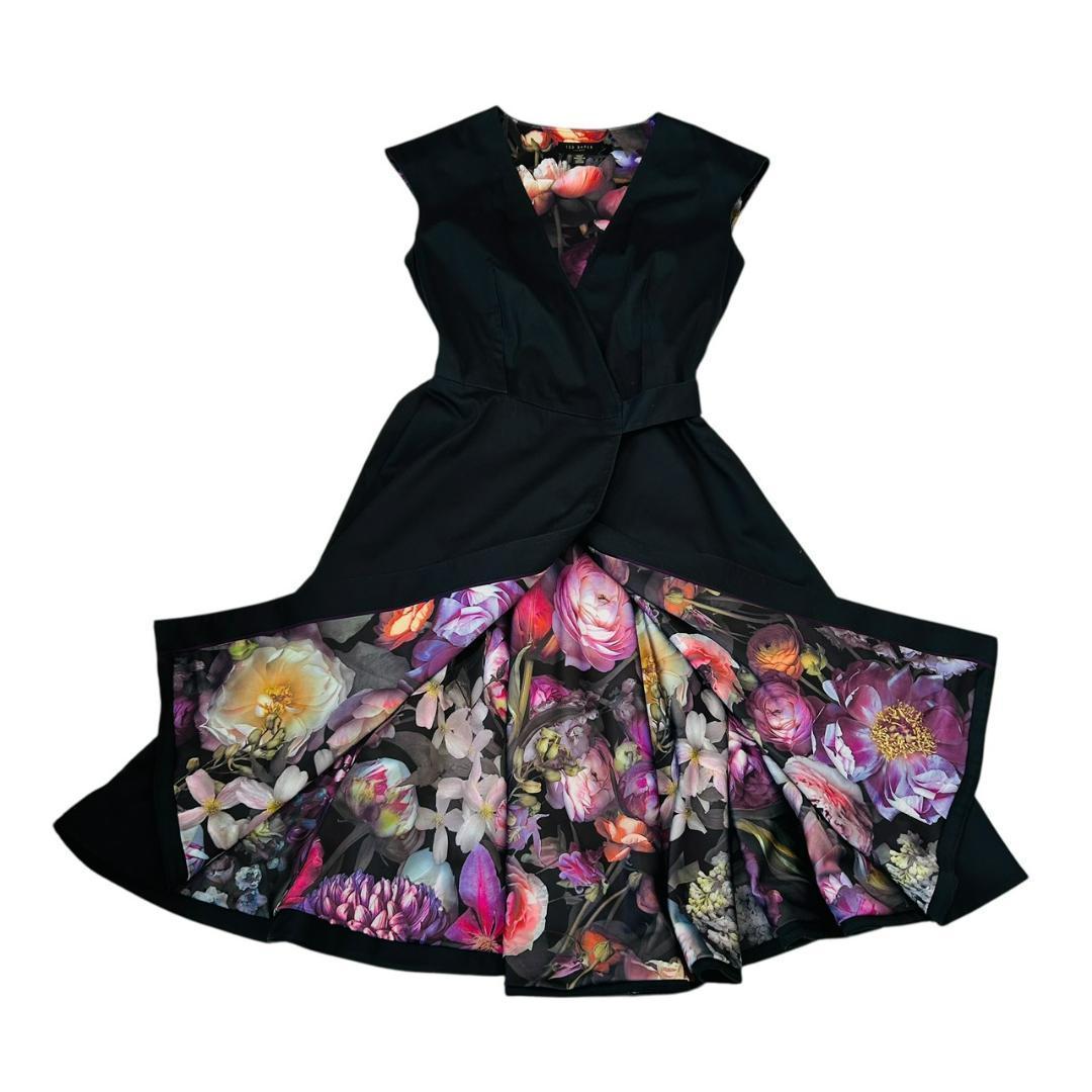 美品 テッドベイカー ラップワンピース ベルテッド 膝丈 ドレス 1 S〜M