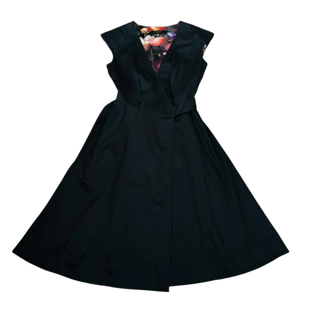 美品 テッドベイカー ラップワンピース ベルテッド 膝丈 ドレス 1 S〜M