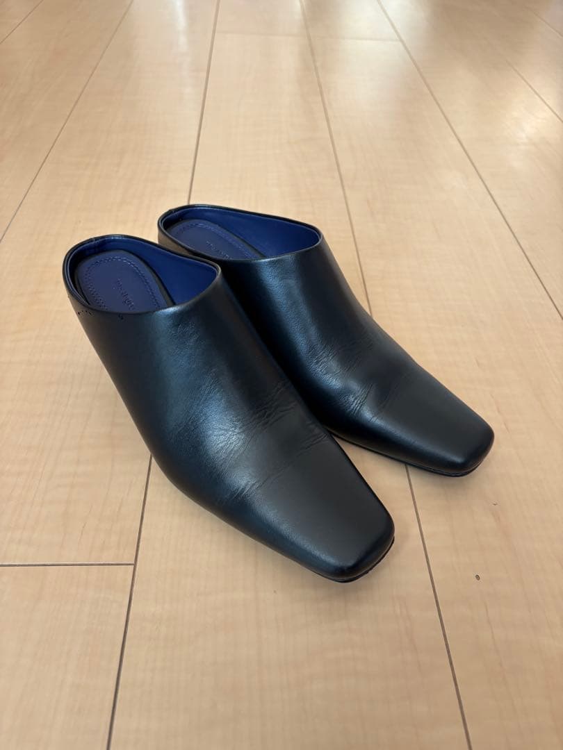 靴 Squaretoe Leather Sabot / 37 / black