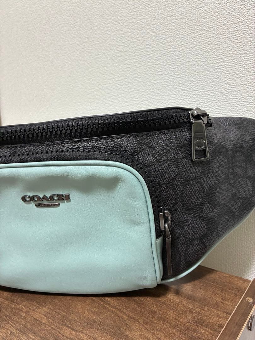 【松茸】コーチ レーサー ベルトバッグ シグネチャー カラーブロック
