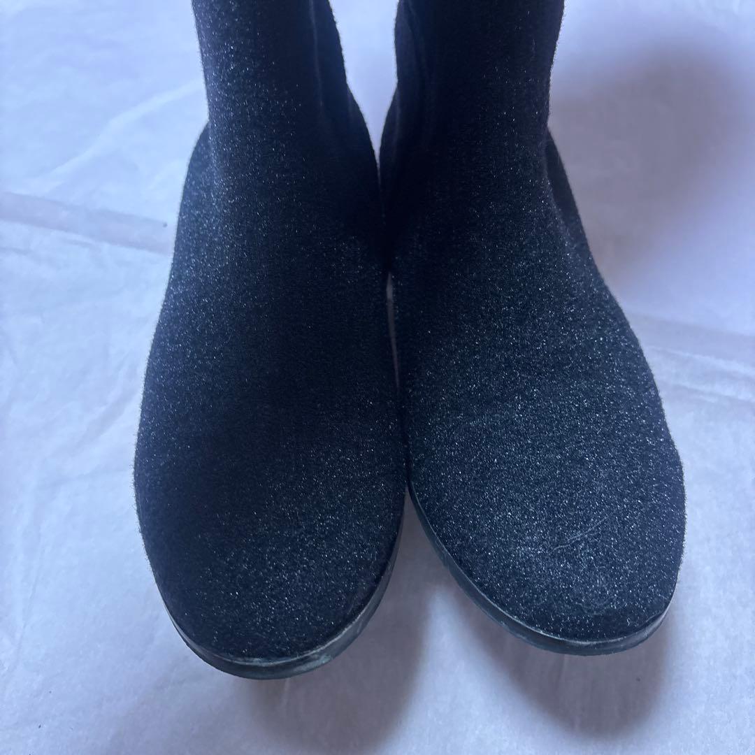 アンテプリマのお花のキラキラビジュー付き黒ロングブーツ23.5美品、他。