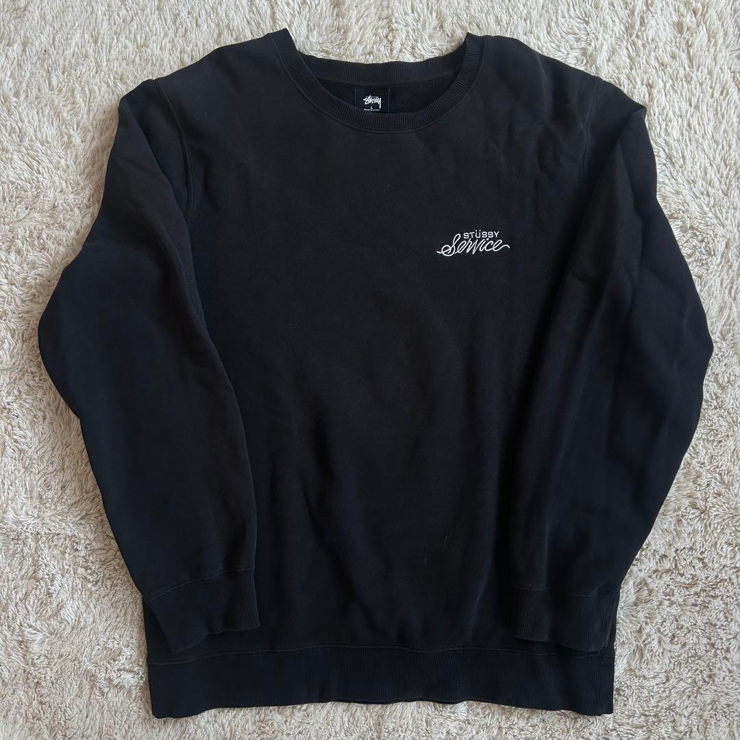 STUSSY スウェットトレーナー　L　ブラック　刺繍ロゴ　ワンポイント　古着