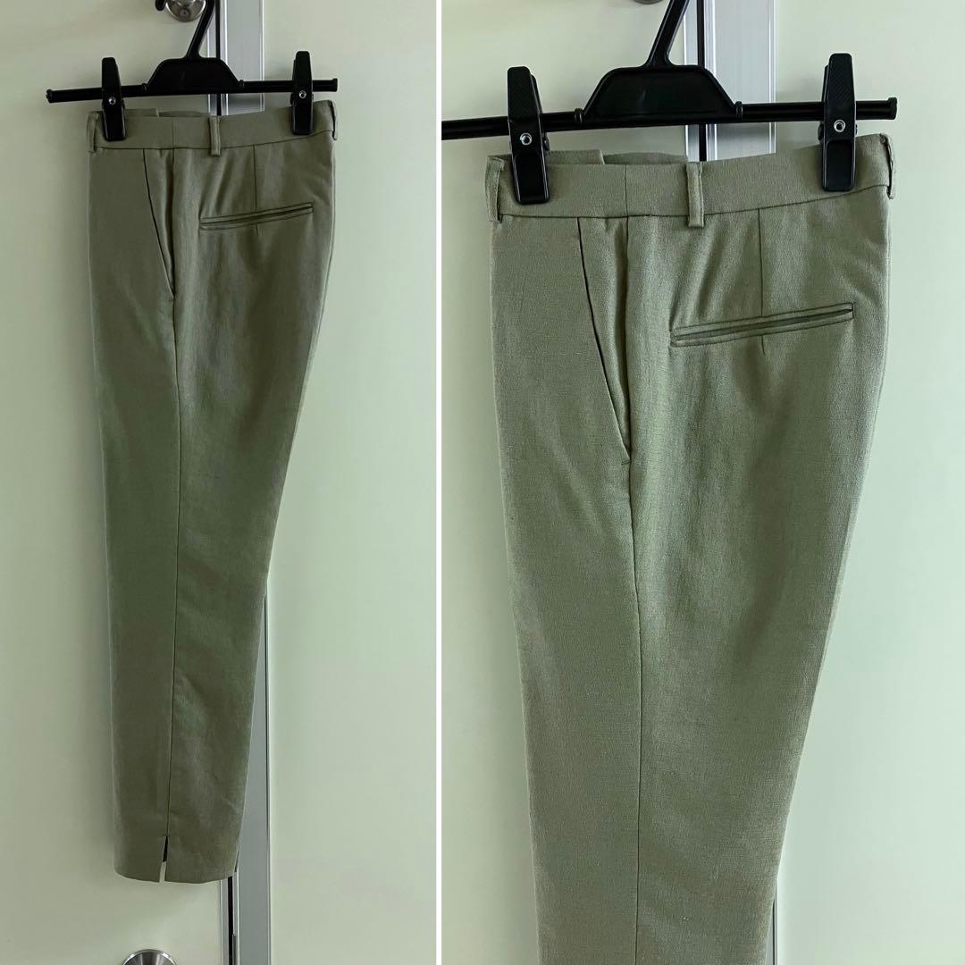 〓BEIGE,〓 khaki ノーカラー ボタンレス セットアップ スーツ