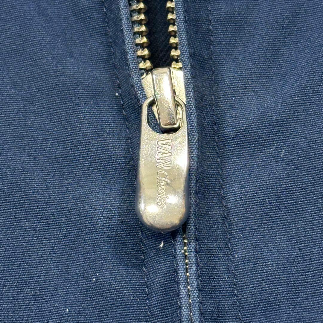 【VAN JACKET】スウィングトップ アーチロゴ 裏地チェック 紺 L