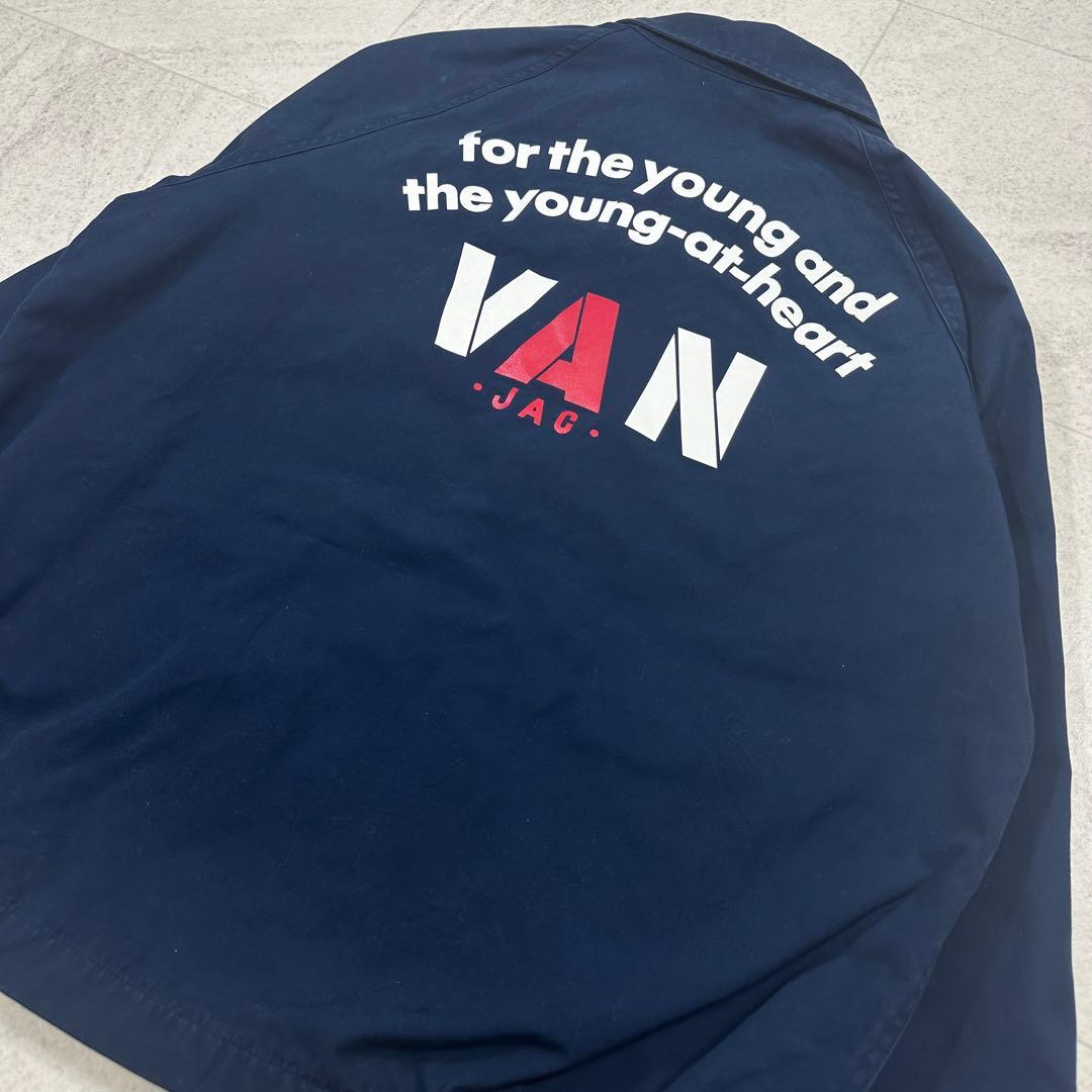 【VAN JACKET】スウィングトップ アーチロゴ 裏地チェック 紺 L