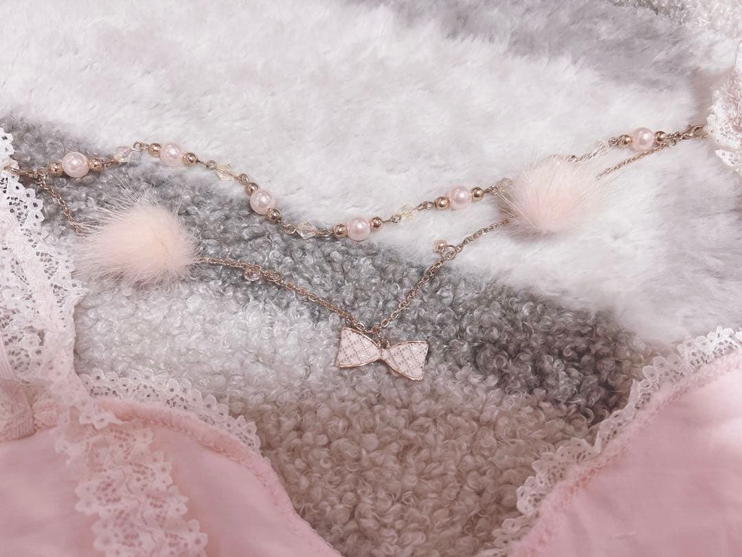 LIZLISA リボンチャーム付き キャミソール 薄ピンク