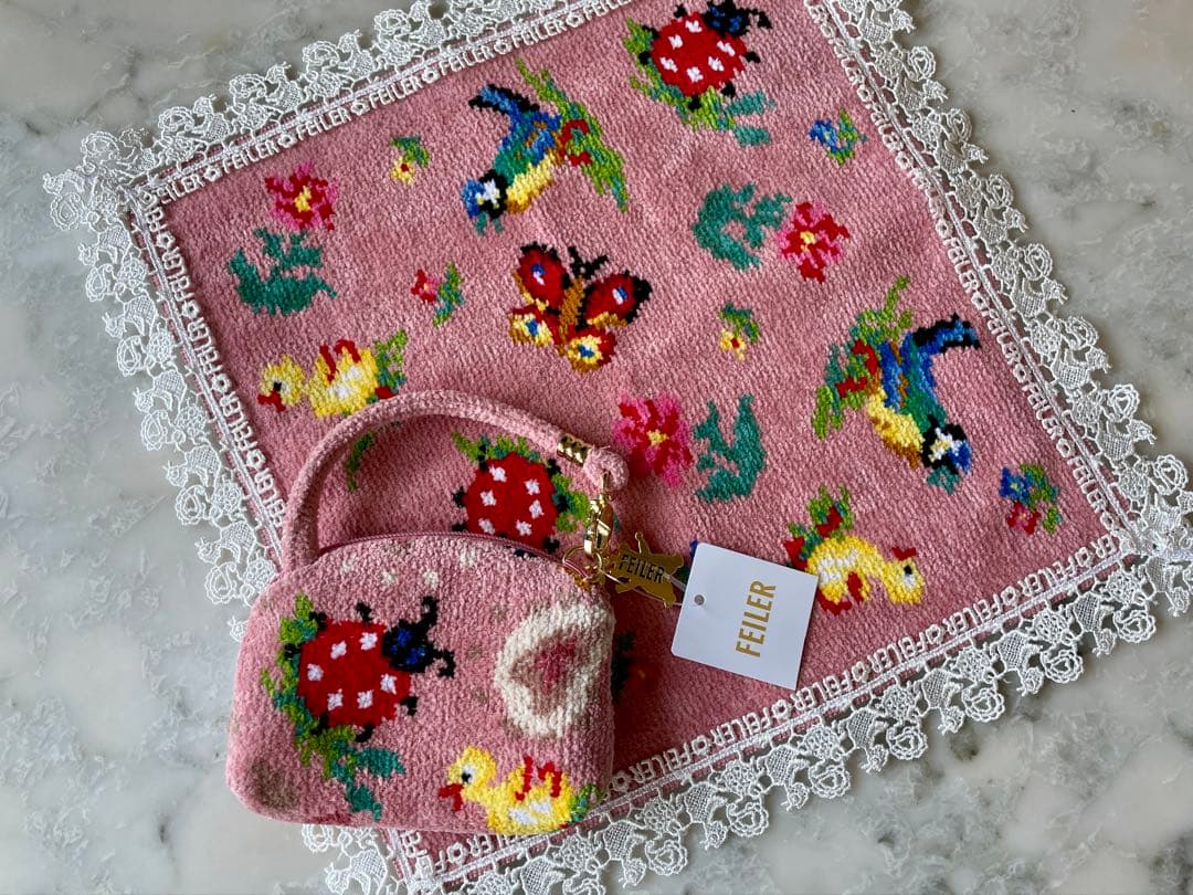 【タグ付き新品未使用】FEILER 近沢レース店　ハンカチ&サイドポーチ