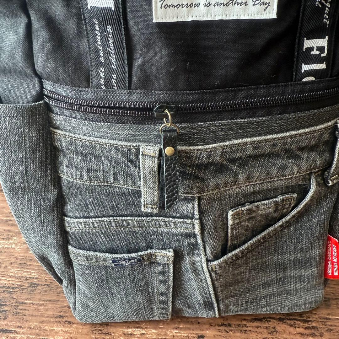 ☆デニムリメイク　帆布とデニムのトートリュック☆