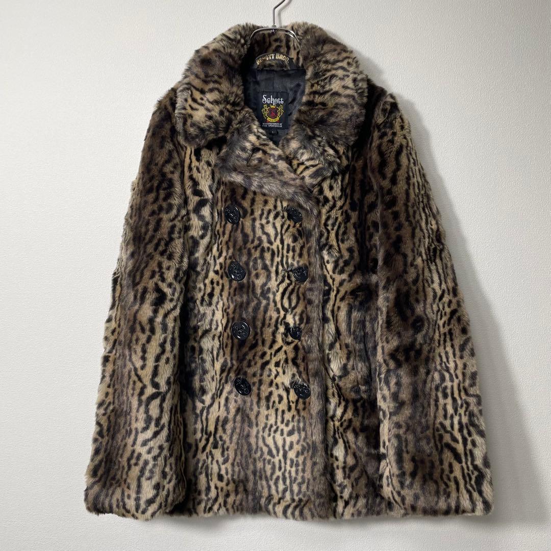 レア Schott ×moussy ファージャケット Pコート レオパード柄