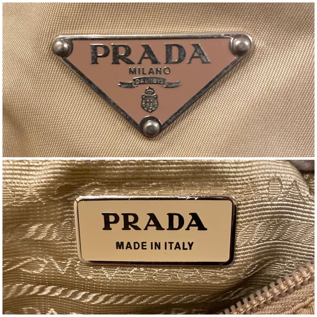 PRADA ショルダーバッグ　ベージュ　テスート　三角ロゴメッセンジャー男女兼用