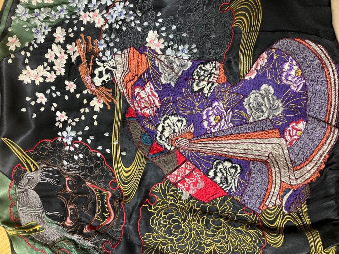 satori さとり 般若 髑髏 花魁柄 桜 刺繍リバーシブルスカジャン