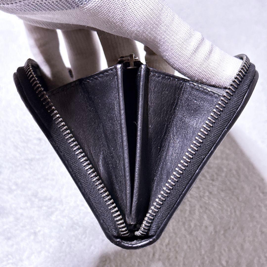 【美品】ボッテガヴェネタ 長財布 ラウンド イントレチャート ブラック メンズ