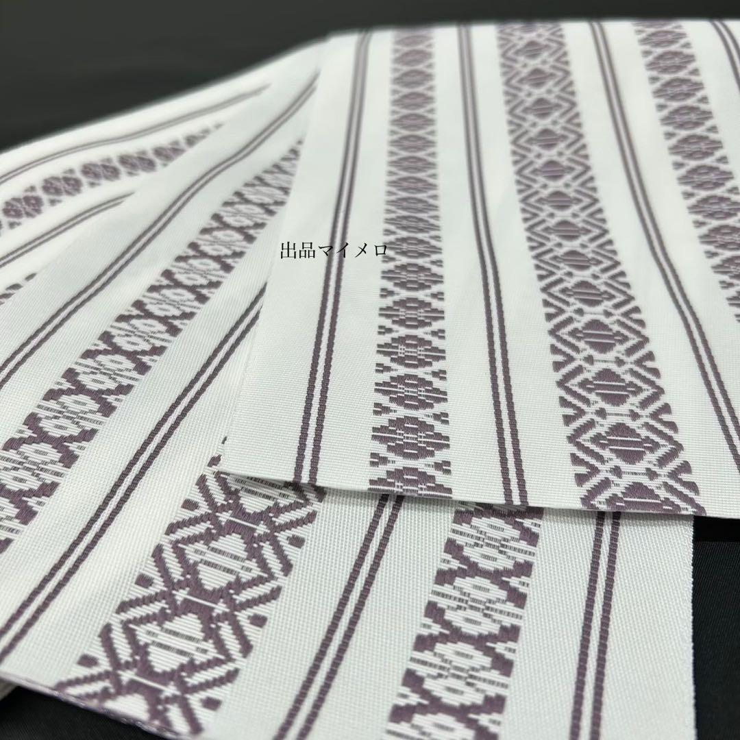 浴衣　綿麻　粋な夏着物　菊柄　黒　献上柄　半幅帯　2点　0726⑭