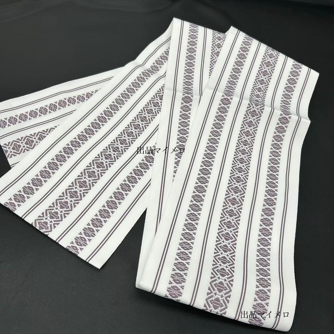 浴衣　綿麻　粋な夏着物　菊柄　黒　献上柄　半幅帯　2点　0726⑭