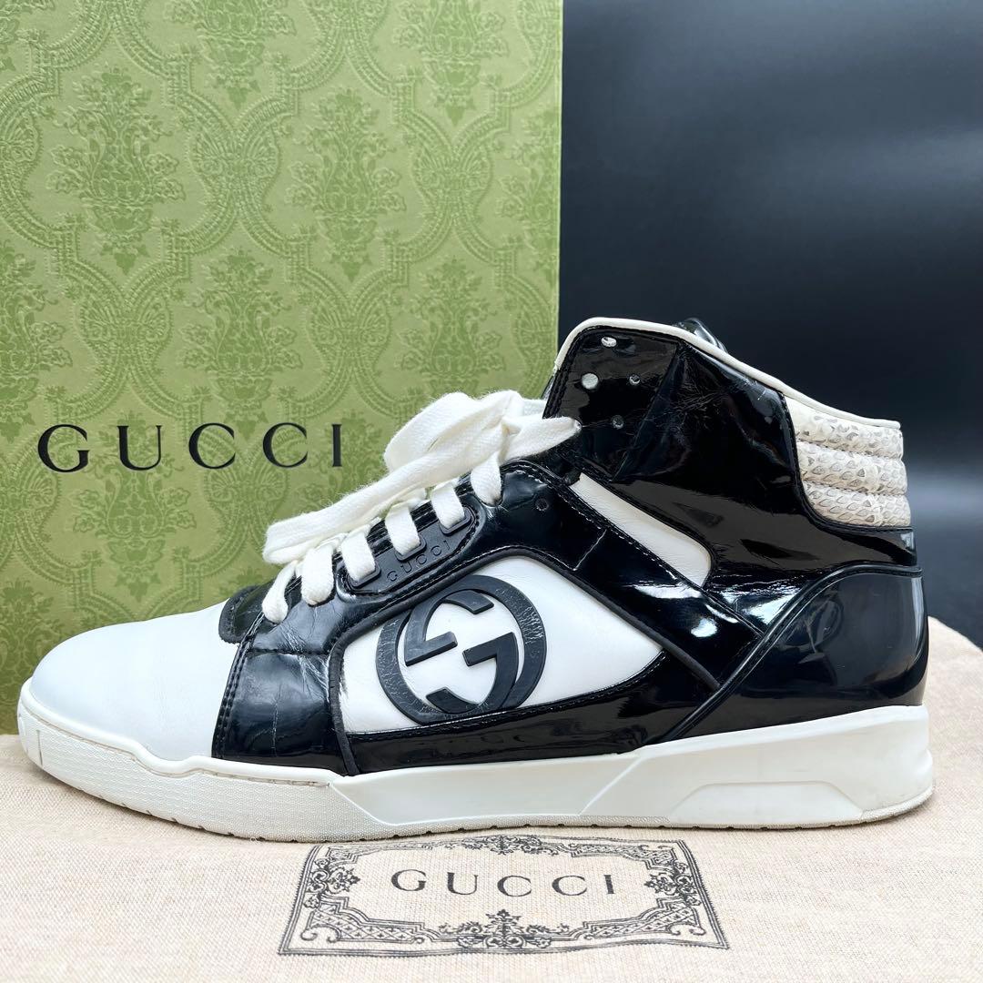 美品✨ グッチ インターロッキング パイソン パテントレザー 26cm相当